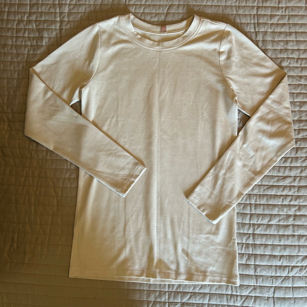 Lunya Long Sleeve Cream Sleep Shirt
